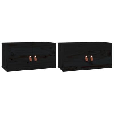 plplaaoo Wandschränke 2 STK. Schwarz 60x30x30 cm Massivholz Kiefer von plplaaoo