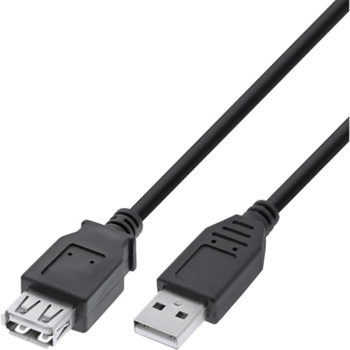 pluX USB-A 2.0 Verlängerungskabel für Drucker, Maus oder Tastatur, Stecker auf Buchse, 480Mbps Übertragungsgeschwindigkeit, 3m, Schwarz von pluX