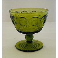 Bartlett Collin Colliers Bullseye Cane Crystal Avocado Grünes Glas Low Sherbet von pluckylucky