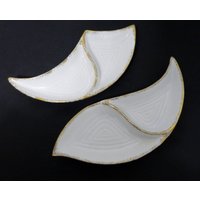 California Weiß Gold Trim Wirbel Geteilt Genießt Gerichte Mid Century Kunst Keramik Sg20 Usa California Weiß Gold Trim Wirbel Geteilt Genießt Gerichte Mid Century Kunst Keramik Sg20 Usa von pluckylucky