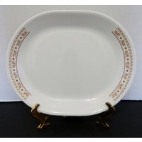 Corelle Corning Ware Summer Impressions Ginger Brown Oval Servierplatte Circa 1983 von pluckylucky