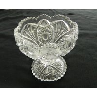 Vintage Imperial Glass Comport, Nucut Diamant-stern-Fächer-Muster von pluckylucky