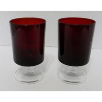 Luminarc Ruby Red Stem Cordials Weingläser Aus Frankreich Lot Von Zwei Vtg 11, 5 cm von pluckylucky