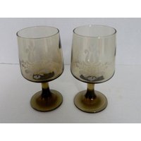 Pfaltzgraff Usa Village Brown Geätzte 10 Unze Glaswaren Becher Lot Von Zwei von pluckylucky