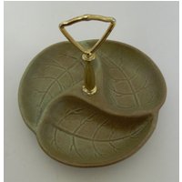 Royal Haeger Leaf Design Dish #849-H Grün Braun Usa Metallgriff von pluckylucky