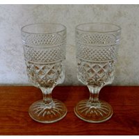 Wexford Anchor Hocking Stemmiger Becher Wasserbecher 6 1/2 "Kristall Lot Von Zwei von pluckylucky