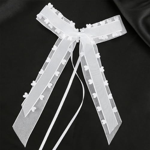10 Stück Autoschleifen Hochzeit,Weiß Organza Herzen Schleifen,Autoschmuck Hochzeitsdeko für Handgemacht Autoschmuck,Party,Hochzeitsband,Braut Paar Dekoration Car Wedding Deko(11 X17 cm) von pluvialix