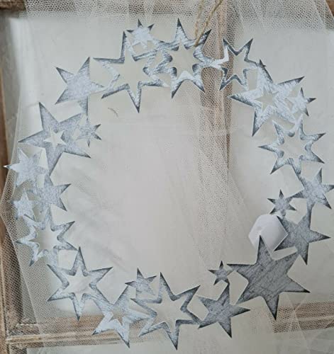 Deko Kranz Sterne Kranz grau weiß Weihnachten Rost Shabby Christmas 23cm von po