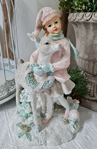 PO Winterkind mit REH Deko Figur Christmas Weihnachten Shabby Vintage von po