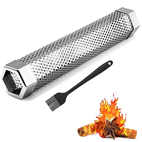 12IN Premium BBQ Rauchrohr für Pellet Grill 5 Stunden schwebenden Rauch, Edelstahl Pellet Raucher Rohr für alle Grill oder Raucher, heißes oder kaltes Rauchen von pobowlgarls