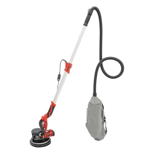 Trockenbauschleifer, 750W Langhalsschleifer mit LED und Teleskopstiel, Ø 225 mm, Neigbarer Kopf, 1800 U/Min Wandschleifer (Rot) von pochcicou