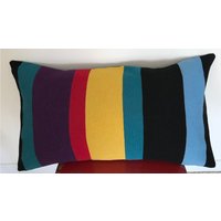 Gestreifte Strick Front Umfunktioniert Kissenbezug 12 X 21 - Multicolor von poetandsage