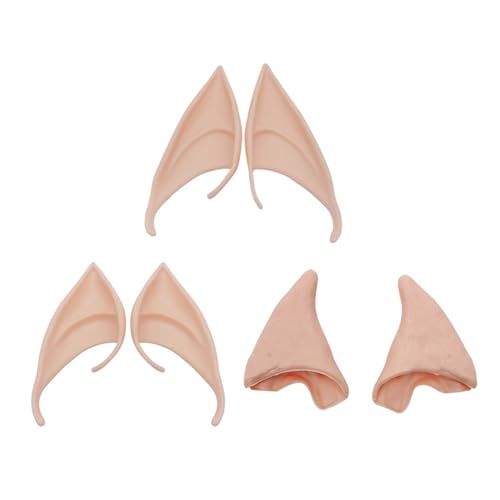 pofluany Devil Elf Ear Accessories Cosplay Tips 3 Pairs Rubber Ears Role-playing Decorative for Fairy Pixie Soft Pointed Anime Party Dress Up Costume Pink von pofluany