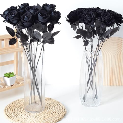 pofluany Gotische Rosendekoration, künstliche schwarze Rose, Gothic, realistische Kunstseide, Halloween, Zuhause, Büro, Tischdekoration, Kunstblumen-Zweig, Blumenarrangement, Dekoration, Schwarz pofluany Gotische Rosendekoration, künstliche schwarze Rose, Gothic, realistische Kunstseide, Halloween, Zuhause, Büro, Tischdekoration, Kunstblumen-Zweig, Blumenarrangement, Dekoration, Schwarz von pofluany