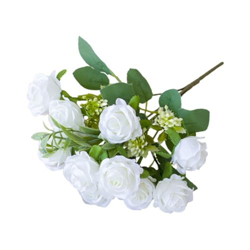 pofluany Künstliche Blumen, lebensechte künstliche Blüten, künstlicher Rosenblütenzweig mit Stiel, realistisch, wiederverwendbar, für Hochzeit, Party, Brautstrauß, Kunstblume, Innen- und Weiß pofluany Künstliche Blumen, lebensechte künstliche Blüten, künstlicher Rosenblütenzweig mit Stiel, realistisch, wiederverwendbar, für Hochzeit, Party, Brautstrauß, Kunstblume, Innen- und Weiß von pofluany