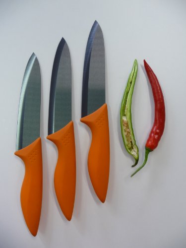 point-home 3x Keramikmesser Universalmesser Kochmesser Messerset mit 150mm Klinge orange von point home