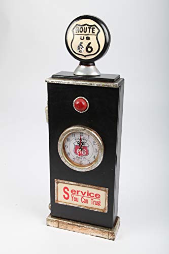 point home Design-Schlüsselschrank „Zapfsäule“ mit Uhr, Retro, schwarz, 63cm von point home