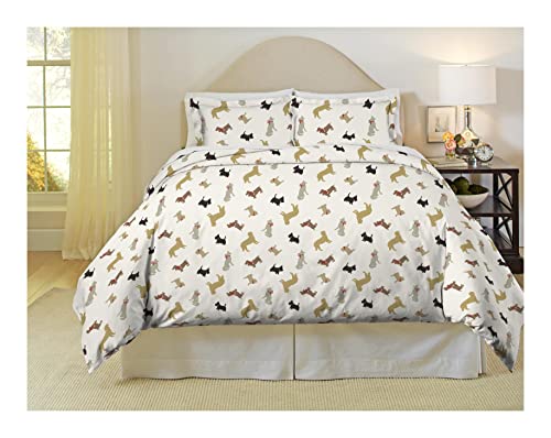 Pointehaven Heavy Weight Flannel Duvet Set, Full/Queen, Winter Dogs von pointehaven