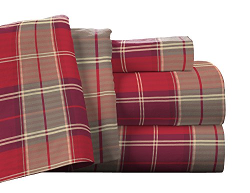 Pointehaven Flanell-Set mit tiefen Taschen und übergroßem Bettlaken, Kingsize-Bett, Piedmont Plaid von pointehaven