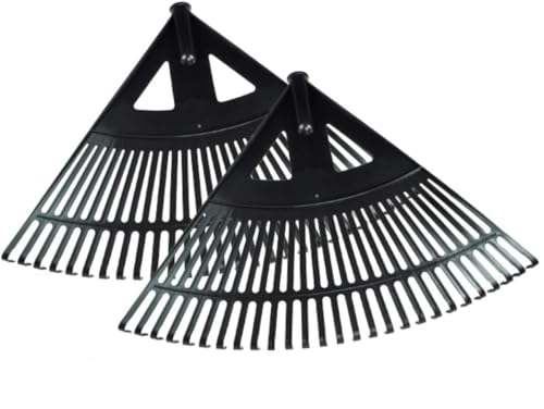 pokm toolsmarket- 2X Gartenrechen, Extra Breit XXL, Schwarz Rechen, Laubbesen Laubrechen Laubfeger aus Kunststoff, 58 cm Breit Harke 27 Zinken, Set 2 STK. von pokm toolsmarket