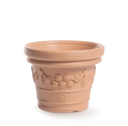 pokm toolsmarket - ∅45cm Blumentopf frostbeständig Übertopf, Rund Pflanzkübel, Blumenkübel aus robustem Kunststoff, UV-beständig, mit dekorativem Muster von pokm toolsmarket