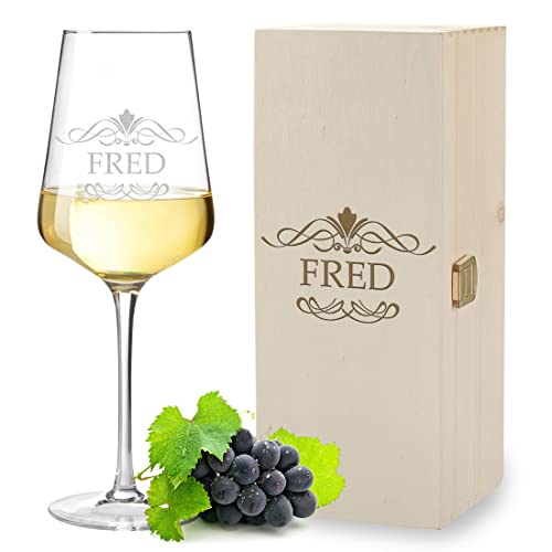 polar-effekt 2-tlg Geschenkset Weinglas 560 ml + Holzbox mit Gravur personalisiert Geschenk zum Geburtstag Weißweinglas von polar-effekt