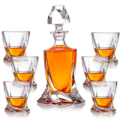 7-TLG Karaffe Gläser Whisky-Set - Geschenkset aus Glas - Whiskey Dekanter 800ml mit 6 Whiskygläser 300ml - Geschenk-Idee für Männer Geburtstag, Weihnachten - mit Geschenkverpackung von polar-effekt