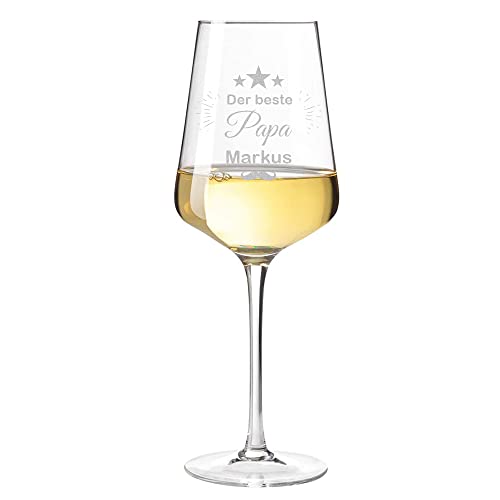 Bester Papa der Welt Weinglas mit Gravur - Weinkelch 560 ml Geschenkidee für Papa - Geschenk zu Weihnachten, Geburtstag, Weißweinglas Rotweinglas als Geburtstagsgeschenk von polar-effekt