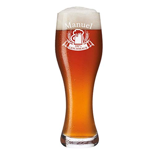 polar-effekt Bierglas mit Gravur - Leonardo Weizenbierglas 0,5 Liter - personalisierte Weißbierglas - Individuelles Weizenglas als Geburtstagsgeschenk für Männer Geschenkidee von polar-effekt