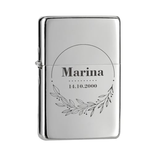 Chrom-Optik Benzin Sturmfeuerzeug mit Gravur - das Muttertagsgeschenk - das Geburtstagsgeschenk - Geschenke zum Valentinstag und Muttertag von polar-effekt