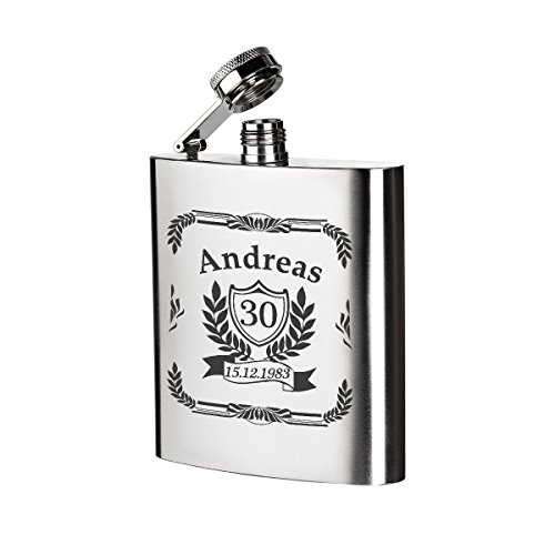 polar-effekt Edelstahl Flachmann mit Gravur - Schnapsflasche 200 ml - Geburtstagsgeschenk für Männer, für Papa oder Geschenk für Freund zum Geburtstag - Motiv Jubiläum polar-effekt Edelstahl Flachmann mit Gravur - Schnapsflasche 200 ml - Geburtstagsgeschenk für Männer, für Papa oder Geschenk für Freund zum Geburtstag - Motiv Jubiläum von polar-effekt