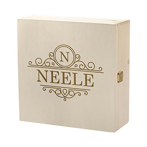 Erinnerungsbox mit Gravur - Große Holzkiste mit Deckel Natur 27x27cm – Geschenk zum Geburtstag oder Weihnachten – Personalisierte Holzbox Deko-Kasten zum Basteln – Motiv verzierte Initiale von polar-effekt