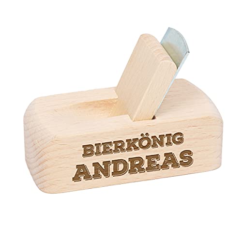 Flaschenöffner aus Holz - Kapselheber Buchenholz - Graviert und personalisiert mit Wunschmotiv - Geschenk für Männer - Biertrinker - Motiv Bierkönig von polar-effekt