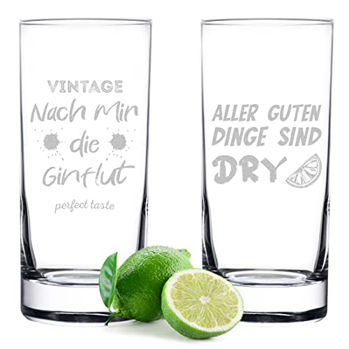 polar-effekt Gin Gläser 485 ml 2er-Set mit Gravur - Trinkglas mit Spruch - für Cocktails und Longdrinks - Geschenk zum Muttertag und Vatertag - spülmaschinenfestes Glas von polar-effekt