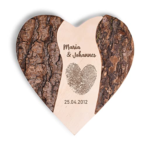 Herz Baumscheibe mit personalisierter Gravur - aus Echtholz gefertigt - DIY Dekoartikel - Wand-Dekoration - Geschenk für Paare - Hochzeitsgeschenk - Jahrestag und Verlobung - Frauengeschenk von polar-effekt