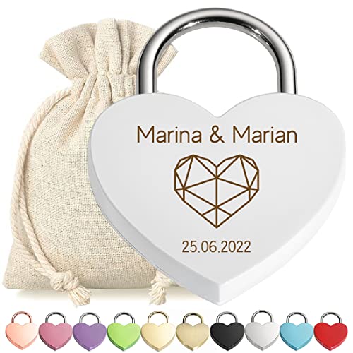 Herz Liebes-Schloss Bügelschloss personalisierte Gravur Weiß - Motiv Polygon Herz - Geschenkbeutel - mit Schlüssel - Jahrestag, Verlobung - Sie & Ihn - Paar, Ehepaar - present, love Herz Liebes-Schloss Bügelschloss personalisierte Gravur Weiß - Motiv Polygon Herz - Geschenkbeutel - mit Schlüssel - Jahrestag, Verlobung - Sie & Ihn - Paar, Ehepaar - present, love von polar-effekt