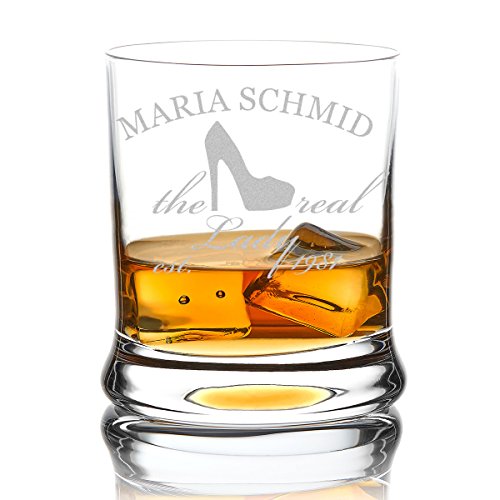 polar-effekt Leonardo Whiskyglas Personalisiert 350 ml - Geschenk-Idee mit Gravur für Frauen - Frauengeschenke Tumbler für Whiskey - Geburtstagsgeschenk für Frauen mit Name - Motiv Real Lady von polar-effekt