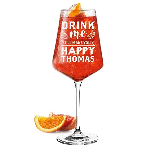 polar-effekt Aperol Aperitif Glas 560 ml Volumen mit Gravur - das Geburtstagsgeschenk für Frauen und Männer - das Cocktailglas Namen - Longdrinks und Aperitif - Motiv Drink Me von polar-effekt