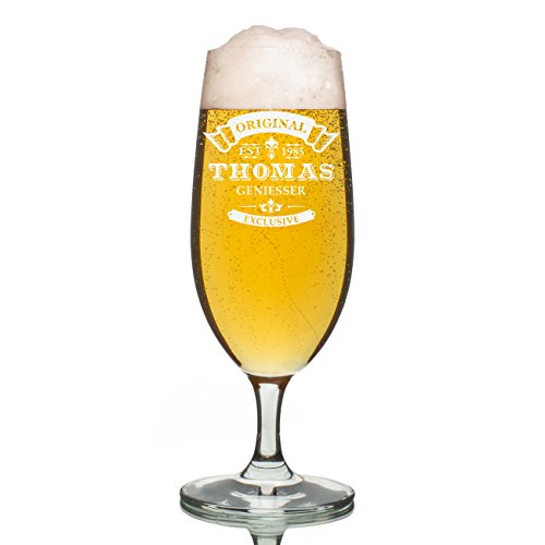 polar-effekt Leonardo Bierglas 0,3l - Pilstulpe Personalisiert mit Gravur - Geschenk-Idee zum Geburtstag - Motiv Original-Exklusive von polar-effekt