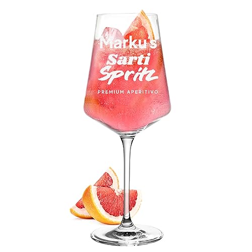 Leonardo Puccini Aperitifglas 560 ml mit Gravur - das Geschenk für Frauen zum Geburtstag - das Trinkglas für Sarti Spritz - kristallklar und spülmaschinenfest - von Hand veredelt von polar-effekt