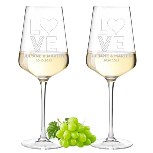 Leonardo Puccini Weinglas 2er-Set 560 ml mit Gravur - das perfekte Hochzeitsgeschenk - Geschenke für Paare zur Verlobung und Jahrestag - Weinglas als Geschenk zur Silberhochzeit - made in germany von polar-effekt