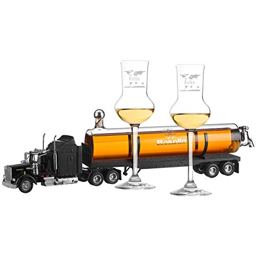 Modelltruck Dekanter mit Grappa - 0,5L Obstbrand Grappa Barrique - 42% Vol Genießer - Geschenk für Opa, Papa, Mann - Motiv Weltkarte von polar-effekt