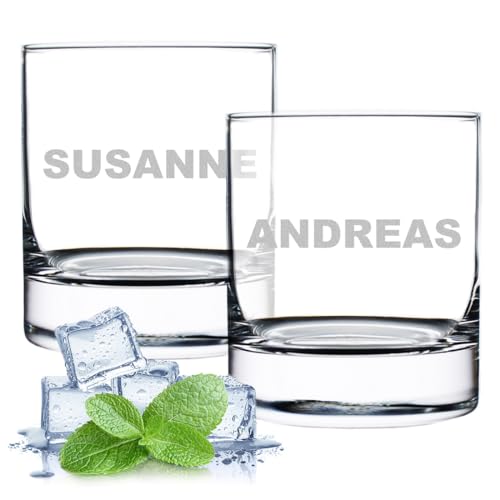 Trinkglas 2er-Set personalisiert mit Wunschgravur - 320 ml Volumen - Universalgläser als Wassergläser Saftgläser Schorlegläser - Geburtstag, Weihnachten - Cocktailglas von polar-effekt