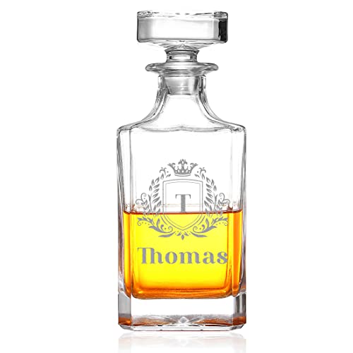 Whiskey Decanter 700 ml Set mit Gravur - Motiv: Wappen - personalisiert - Made in Germany - von Hand gefertigt - Weihachten, Jubiläum - Karaffe - Whisky, Scotch, Bourbon - Deko, Bar, Drink von polar-effekt