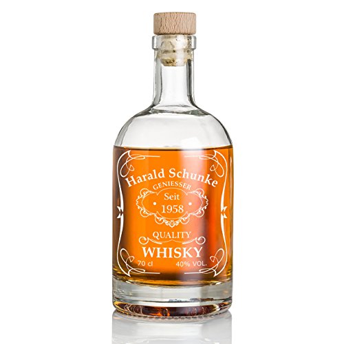 Whiskyflasche mit Gravur - Geschenke für Männer - Whiskey-Karaffe mit Korken - Whisky Dekanter für Papa - Geburtstagsgeschenk für Mann - Geschenkidee zum Geburtstag - Motiv Quality Whisky von polar-effekt