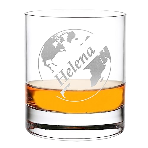 Whiskyglas 315 ml mit personalisierter Gravur - Motiv Weltkugel - Trink-Glas für Cocktails und Drinks - das perfekte Männergeschenk - passend zum Geburtstag und Weihnachten - Vatertagsgeschenk von polar-effekt