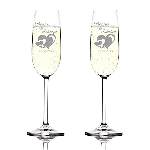 polar-effekt 2 Sektgläser mit Gravur zur Hochzeit Sektschalen als Geschenkidee für Braut und Bräutigam personalisiertes Champagnerglas zum Sektempfang von polar-effekt
