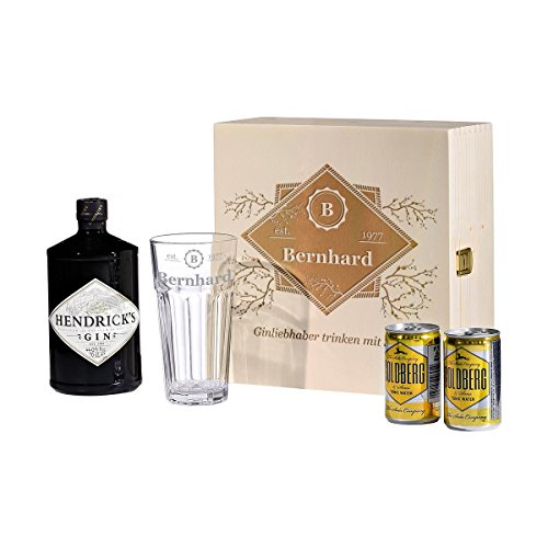 polar-effekt 5-TLG Gin & Tonic Geschenk-Set mit Hendricks - Longdrink-Glas in Geschenkbox Gin-Glas Personalisiert mit Gravur - Motiv Trinken mit Stil von polar-effekt