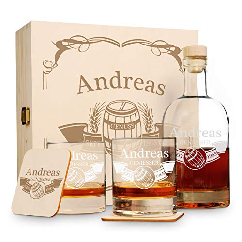 polar-effekt 6 TLG Geschenk-Set in Holzkiste mit Gravur - 2 Whiskygläser, 2 Untersetzer und Whisky-Karaffe in Geschenk-Box - Individuelles Geschenkidee - Motiv Fass im Banner polar-effekt 6 TLG Geschenk-Set in Holzkiste mit Gravur - 2 Whiskygläser, 2 Untersetzer und Whisky-Karaffe in Geschenk-Box - Individuelles Geschenkidee - Motiv Fass im Banner von polar-effekt