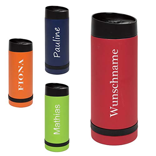 polar-effekt Edelstahl Trinkflasche mit personalisierter Wunschgravur - Reisebecher - kalte und warme Getränke - Geburtstag, Weihnachten, Jubiläum - Trinkverschluss - 100% dicht - Rot von polar-effekt